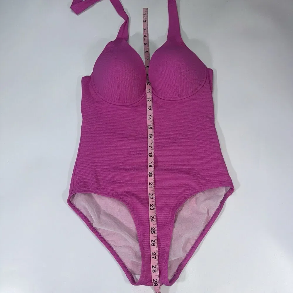 Boden Enhancer Swimsuit Amazing Pink Halter One Piece Women Size 34D Padded Cup
